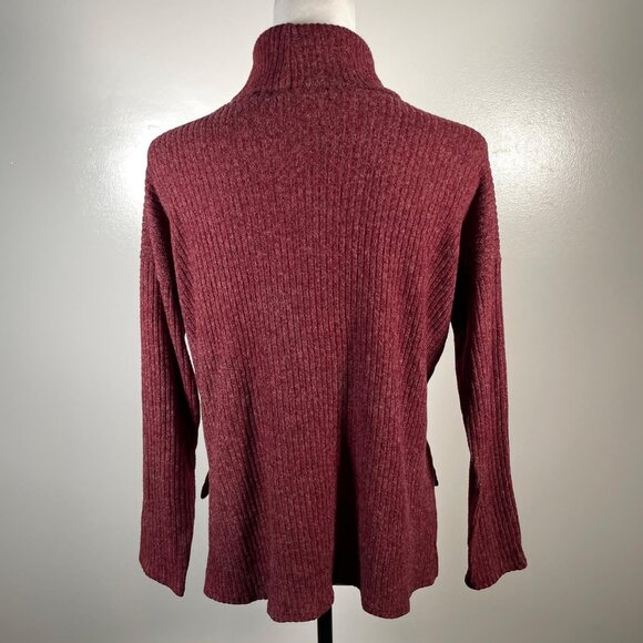 Forever 21 Burgundy Turtleneck Chunky Tight Knit 3/4 Sleeve Pullover Sweater S - Picture 12 of 12